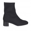 Woman's ankle boot in black elastic fabric heel 5 - Available sizes:  32, 33, 34, 35, 44, 45, 46