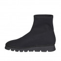 Woman's ankle boot in black elastic fabric wedge heel 3 - Available sizes:  32, 33, 34, 35, 42, 43, 44, 45, 46