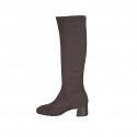 Woman's boot in brown elastic fabric heel 5 - Available sizes:  33, 34, 35, 42, 43, 44