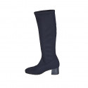 Woman's boot in blue elastic fabric heel 5 - Available sizes:  33, 34, 35, 42, 43, 44, 45, 46