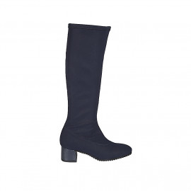 Botas para mujer en tejido elastico azul tacon 5 - Tallas disponibles:  33, 34, 42, 43, 44, 45, 46