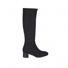 Botas para mujer en tejido elastico negro tacon 5 - Tallas disponibles:  32, 33, 34, 45, 46