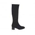 Woman's boot in black elastic fabric heel 5 - Available sizes:  32, 33, 34, 43, 45, 46