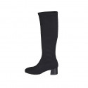 Stivale da donna in tessuto elasticizzato nero tacco 5 - Misure disponibili: 32, 33, 34, 42, 43, 44, 45, 46