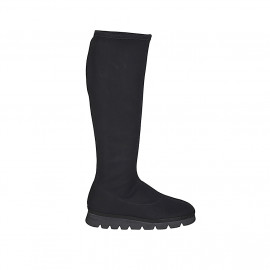 Botas para mujer en tejido elastico negro cuña 3 - Tallas disponibles:  32, 33, 34, 35, 42, 43, 44