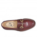 Woman's loafer in maroon leather with accessory with heel 3 - Available sizes:  32, 33, 34, 42, 43, 44, 46