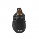 Mocassin avec elastique et accessoire pour femmes en cuir noir avec talon 2 - Pointures disponibles:  33, 42, 44, 46