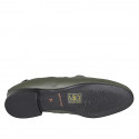 Woman's mocassin with accessory and elastic band in olive green leather heel 2 - Available sizes:  33, 34, 42, 43, 44, 45, 46