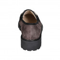 Woman's mocassin with accessory in brown suede heel 3 - Available sizes:  44, 45