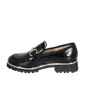 Woman's loafer with accessory in black patent leather heel 3 - Available sizes:  33, 34, 42, 43, 44, 45, 46