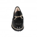 Woman's loafer with accessory in black patent leather heel 3 - Available sizes:  33, 34, 42, 43, 44, 45, 46