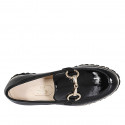 Woman's loafer with accessory in black patent leather heel 3 - Available sizes:  33, 34, 42, 43, 44, 45, 46