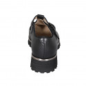 Woman's highfronted shoe with buckle T-strap and captoe in black leather heel 3 - Available sizes:  33