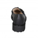 Woman's mocassin with chain in black leather heel 3 - Available sizes:  33, 34, 42, 43, 44, 45, 46