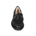 Mocassin pour femmes avec chaîne en cuir noir talon 3 - Pointures disponibles:  33, 46