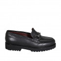 Woman's mocassin with removable insole and accessory in black leather heel 3 - Available sizes:  32, 33, 34, 42, 43, 44, 45, 46