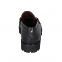 Woman's mocassin with removable insole and accessory in black leather heel 3 - Available sizes:  32, 33, 34, 42, 43, 44, 45, 46