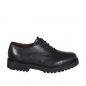 Woman's laced Oxford shoe in black leather with captoe heel 3 - Available sizes:  32, 33, 43, 46