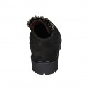 Woman's mocassin with pearly accessory and removable insole in black suede heel 3 - Available sizes:  44