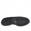 Woman's mocassin with pearly accessory and removable insole in black suede heel 3 - Available sizes:  44