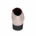 Mocassino da donna con accessorio in camoscio taupe tacco 3 - Misure disponibili: 32, 34, 42, 43, 44, 45