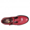 Scarpa accollata da donna con cinturino charleston in pelle bordeaux tacco 3 - Misure disponibili: 32, 33, 43, 44, 45, 46