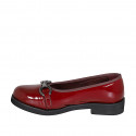 Woman's ballerina with accessory and captoe in maroon patent leather heel 3 - Available sizes:  32, 33, 34, 42, 43, 44, 45, 46