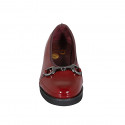 Woman's ballerina with accessory and captoe in maroon patent leather heel 3 - Available sizes:  32, 33, 34, 42, 43, 44, 45, 46