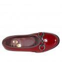 Woman's ballerina with accessory and captoe in maroon patent leather heel 3 - Available sizes:  32, 33, 34, 42, 43, 44, 45, 46