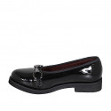 Woman's ballerina with accessory and captoe in black patent leather heel 3 - Available sizes:  32, 33, 34, 42, 44