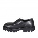 Woman's laced derby shoe in black leather with heel 3 - Available sizes:  32, 33, 34, 35, 42, 43, 44, 45, 46, 47