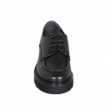 Chaussure derby à lacets pour femmes en cuir noir avec talon 3 - Pointures disponibles:  32, 33, 42, 43, 44, 45, 46, 47