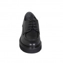 Woman's laced derby shoe in black leather with heel 3 - Available sizes:  32, 33, 34, 35, 42, 43, 44, 45, 46, 47