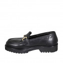 Woman's loafer in black leather with accessory heel 3 - Available sizes:  32, 33, 34, 35, 42, 43, 44, 45, 46