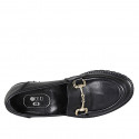 Woman's loafer in black leather with accessory heel 3 - Available sizes:  32, 33, 34, 35, 42, 43, 44, 45, 46