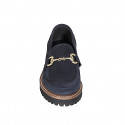 Mocassin pour femmes avec accessoire en daim bleu talon 3 - Pointures disponibles:  43, 45, 46