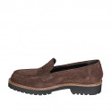 Mocassin pour femmes en daim marron talon 3 - Pointures disponibles:  44, 45, 46, 47