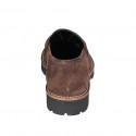 Woman's mocassin in brown suede heel 3 - Available sizes:  32, 33, 34, 42, 43, 44, 45, 46, 47