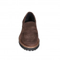 Woman's mocassin in brown suede heel 3 - Available sizes:  32, 33, 34, 42, 43, 44, 45, 46, 47