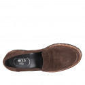 Mocassin pour femmes en daim marron talon 3 - Pointures disponibles:  44, 45, 46, 47