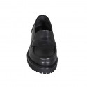 Mocassin pour femmes en cuir noir talon 3 - Pointures disponibles:  32, 33, 34, 35, 42, 43, 44, 45, 47