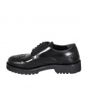 Woman's laced derby shoe in black brush-off leather with wingtip heel 3 - Available sizes:  32, 33, 34, 35, 42, 43, 44, 45, 46