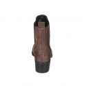 Woman's pointy ankle boot with elastic bands in brown suede heel 4 - Available sizes:  32, 33, 34, 35, 42, 43, 44, 45, 46, 47
