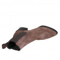 Woman's pointy ankle boot with elastic bands in brown suede heel 4 - Available sizes:  32, 33, 34, 35, 42, 43, 44, 45, 46, 47
