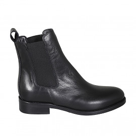 Bottines pour femmes en cuir noir avec élastiques talon 3 - Pointures disponibles:  35, 46, 47