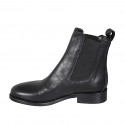 Woman's ankle boot in black leather with elastic bands heel 3 - Available sizes:  32, 33, 34, 35, 42, 43, 44, 45, 46, 47