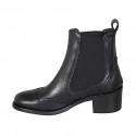 Woman's ankle boot in black leather with elastic bands and wingtip heel 5 - Available sizes:  32, 33, 34, 35, 42, 43, 44, 45, 46, 47