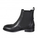 Woman's ankle boot in black leather with elastic bands and wingtip heel 3 - Available sizes:  32, 33, 34, 35, 42, 43, 44, 45, 46, 47