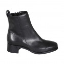 Woman's ankle boot in black leather with zipper and squared tip heel 4 - Available sizes:  32, 33, 35, 43