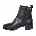 Woman's ankle boot in black leather with zipper and squared tip heel 4 - Available sizes:  32, 33, 35, 43